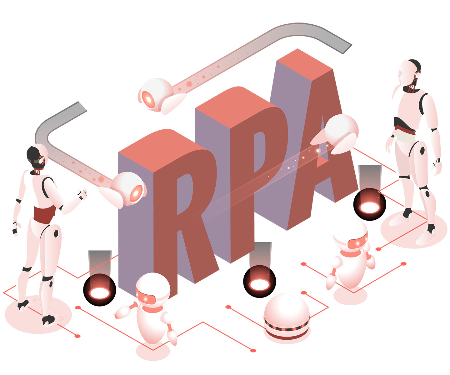 Robots Surrounding RPA sign